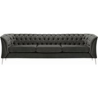 Chesterfield Modern 3 Seater Sofa, graphite, Leg colour: chrome metal