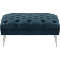 Chesterfield Modern Footstool, blue, Leg colour: chrome metal