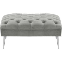 Chesterfield Modern Footstool, silver, Leg colour: chrome metal