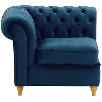 Chesterfield Single LHF Modular Unit (1L), blue, Leg colour: like oak
