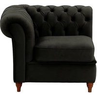 Chesterfield Single LHF Modular Unit (1L), black, Leg colour: dark oak