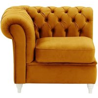 Chesterfield Single LHF Modular Unit (1L), mustard, Leg colour: white