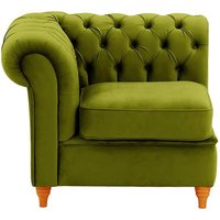 Chesterfield Single LHF Modular Unit (1L), olive green, Leg colour: aveo