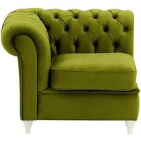 Chesterfield Single LHF Modular Unit (1L), olive green, Leg colour: white