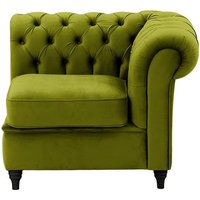 Chesterfield Single RHF Modular Unit (1R), olive green, Leg colour: black