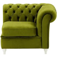 Chesterfield Single RHF Modular Unit (1R), olive green, Leg colour: white