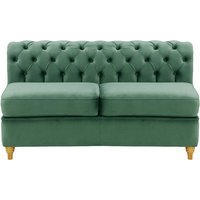 Chesterfield 2 Seater Modular Unit (2CP), dirty blue, Leg colour: like oak