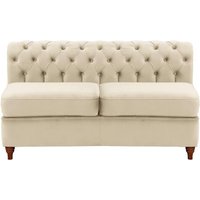 Chesterfield 2 Seater Modular Unit (2CP), light beige, Leg colour: dark oak