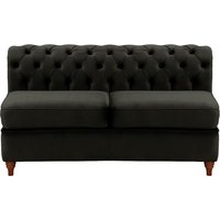 Chesterfield 2 Seater Modular Unit (2CP), black, Leg colour: dark oak