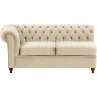 Chesterfield 2 Seater LHF Corner Modular Unit (2L), light beige, Leg colour: dark oak