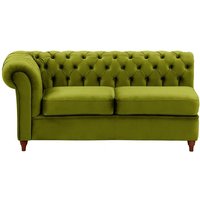 Chesterfield 2 Seater LHF Corner Modular Unit (2L), olive green, Leg colour: dark oak