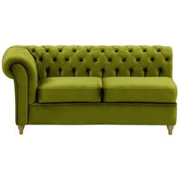 Chesterfield 2 Seater LHF Corner Modular Unit (2L), olive green, Leg colour: wax black