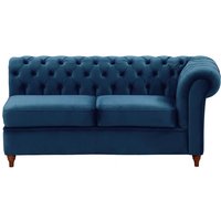 Chesterfield 2 Seater RHF Corner Modular Unit (2R), blue, Leg colour: dark oak