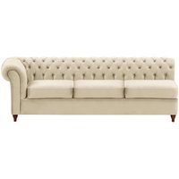 Chesterfield 3 Seater LHF Corner Modular Unit (3L), light beige, Leg colour: dark oak