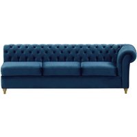 Chesterfield 3 Seater RHF Corner Modular Unit (3R), blue, Leg colour: wax black