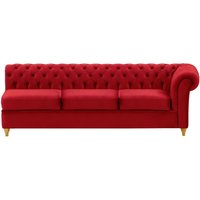 Chesterfield 3 Seater RHF Corner Modular Unit (3R), dark red, Leg colour: like oak