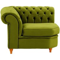 Chesterfield Corner Modular Unit (CM), olive green, Leg colour: aveo