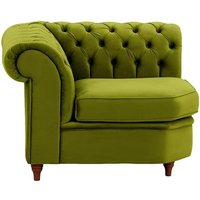 Chesterfield Corner Modular Unit (CM), olive green, Leg colour: dark oak