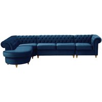 Chesterfield LHF 4-piece Corner Modular Sofa, V 36 - Peacock, Leg colour: white