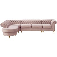 Chesterfield LHF 4-piece Corner Modular Sofa, lilac, Leg colour: like oak