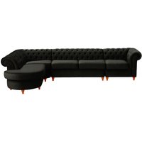 Chesterfield LHF 4-piece Corner Modular Sofa, black, Leg colour: aveo