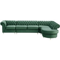 Chesterfield RHF 4-piece Corner Modular Sofa, dirty blue, Leg colour: white