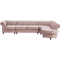 Chesterfield RHF 4-piece Corner Modular Sofa, lilac, Leg colour: black
