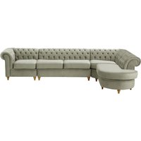Chesterfield RHF 4-piece Corner Modular Sofa, silver, Leg colour: like oak