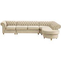 Chesterfield RHF 4-piece Corner Modular Sofa, light beige, Leg colour: like oak