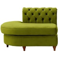 Chesterfield Curved LHF Corner Modular End (ECL), olive green, Leg colour: dark oak