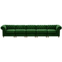 Chesterfield 5-piece Modular Sofa, dark green, Leg colour: wax black
