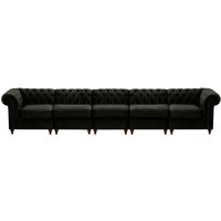 Chesterfield 5-piece Modular Sofa, black, Leg colour: dark oak