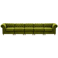 Chesterfield 5-piece Modular Sofa, olive green, Leg colour: wax black