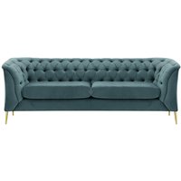 Chesterfield Modern 2,5 Seater Sofa, dirty blue, Leg colour: gold metal