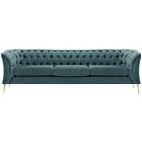 Chesterfield Modern 3 Seater Sofa, dirty blue, Leg colour: gold metal