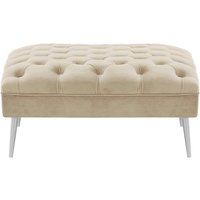 Chesterfield Modern Footstool, light beige, Leg colour: chrome metal