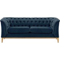 Chesterfield Modern 2 Seater Sofa Wood, blue, Leg colour: like oak