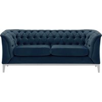 Chesterfield Modern 2 Seater Sofa Wood, blue, Leg colour: white