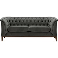 Chesterfield Modern 2 Seater Sofa Wood, graphite, Leg colour: dark oak