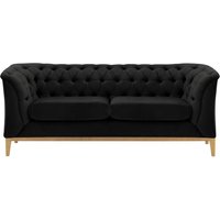 Chesterfield Modern 2 Seater Sofa Wood, black, Leg colour: like oak