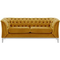 Chesterfield Modern 2 Seater Sofa Wood, mustard, Leg colour: white