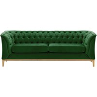 Chesterfield Modern 2,5 Seater Sofa Wood, dark green, Leg colour: like oak