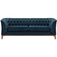 Chesterfield Modern 2,5 Seater Sofa Wood, blue, Leg colour: aveo