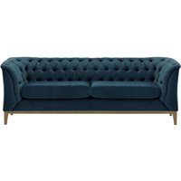 Chesterfield Modern 2,5 Seater Sofa Wood, blue, Leg colour: wax black