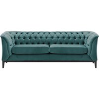 Chesterfield Modern 2,5 Seater Sofa Wood, dirty blue, Leg colour: black