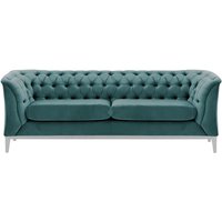 Chesterfield Modern 2,5 Seater Sofa Wood, dirty blue, Leg colour: white