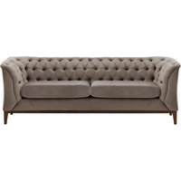 Chesterfield Modern 2,5 Seater Sofa Wood, grey, Leg colour: dark oak