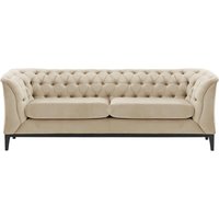 Chesterfield Modern 2,5 Seater Sofa Wood, light beige, Leg colour: black