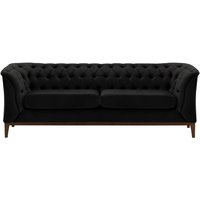 Chesterfield Modern 2,5 Seater Sofa Wood, black, Leg colour: dark oak