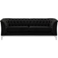 Chesterfield Modern 2,5 Seater Sofa Wood, black, Leg colour: white